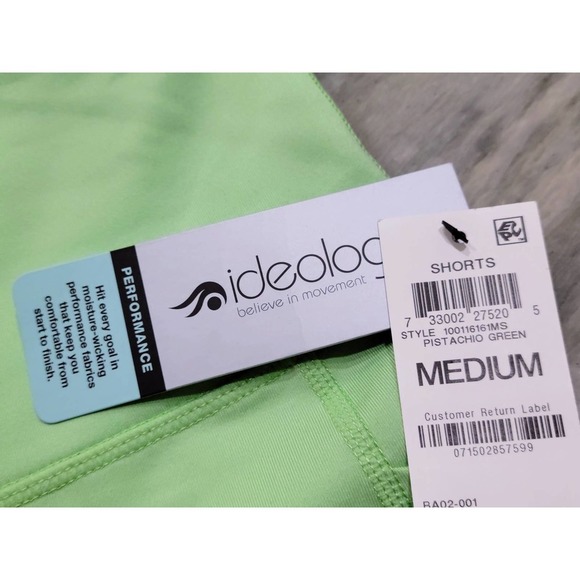 IDEOLOGY Women's Performance High Rise 10" Bike Shorts Pistachio Green Medium - Picture 6 of 9